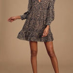 Lulus Rock It Out Brown Black Leopard Animal Print Babydoll Dress Size XL Photo 0