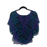 EXPRESS  Abstract Sheer Overlay Blouse – Size XS – Purple Blue Green Flowy Top Photo 2