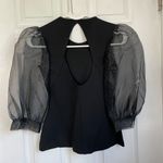 Amanda Uprichard New York black blouse sheer balloon sleeves size S Photo 3