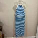 Juniors' Freshman Crochet High Neck Sweater and Skirt Set medium NWT Blue White Photo 5