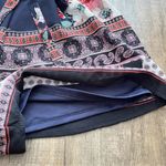 Three Pink Hearts  Navy Blue Floral Romper Short Sleeve Open Back Zip Size XS Photo 11