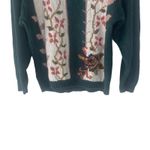 Shenanigans Vintage 90s Women's Size Medium Rose Floral Crochet Green Sweater Black Photo 2
