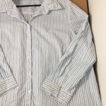 Womens Roaman’s Collared Dress Shirt Striped White Blue Size 24W Photo 2