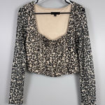 Lulus Fierce Attraction Size XL Beige Cheetah Print Long Sleeve Crop Top Mesh Photo 0
