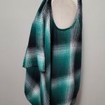 Cato teal plaid flannel waterfall vest size medium Photo 2