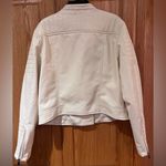 ZARA  Vegan Faux Leather Motorcycle Moto Zippered Jacket in Winter‎ White Size XL Photo 12