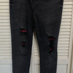 Judy Blue Judy‎ Blue skinny fit jeans 11/30 Black with Buffalo Plaid Distressed Patches Photo 0
