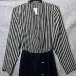 Vintage Popovich Dress Womens Size 10 Black Striped Secretary‎ Long Sleeve Work Photo 1