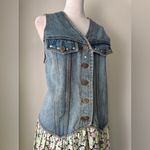 Vintage ‘90s Denim & Floral Print Rhinestone Embellished Knee Length Dress Blue Size M Photo 3