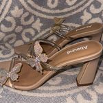 Abound  Size 8.5 Butterfly Kimora Clear Strap Beige Sandal With Rhinestones Heels Photo 6