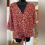 Kancystore Womens Button Down V Neck Tie Knot Front Tops 3/4 Sleeve Chif… Size M Photo 1