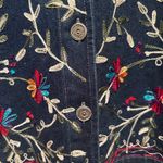Industrie B Colorful Floral Embroidered Denim Jacket Size Large 100% Cotton Photo 5