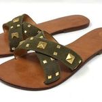 BO’EM PLAGE green suede slides Size 8 Photo 0