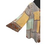 One World Boho Patchwork Peasant Tunic Top 1X Flowy Tie Front Festival Gypsy Hippie Lagen Photo 4