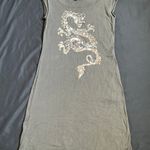 Iisli llsli  Medium Grey With Silver Sequined Dragon Mini Dress  Size Small Photo 0