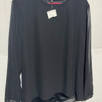 Sami & Jo SAMI‎ & JO BLACK XL TOP WITH SHEER SLEEVES NWT Photo 0