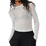 Free People  H20 Crew Pullover Sweater Sheer Lightweight Found Moon Gray XS Photo 0