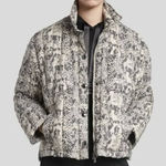 ATM Anthony Thomas Melillo Snake Print‎ Down Quilted Puffer Jacket Size Medium Gray Photo 0