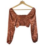 Altar'd State Red & Pink Swirl Satin Crop Long Sleeve Top S Photo 1