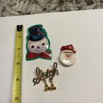 Lot Of 3 Costume Brooch Pins Christmas Holiday 2 Handmade Santa Snowman Etc Photo 3