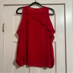 Parker #10  RUFFLE V-NECK COLD SHOULDER VIBRANT RED BLOUSE TOP SIZE SMALL Photo 1