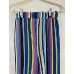 That’s It Multicolor Striped Semi Sheer Crochet Knit Wide Leg Pants Size Small Purple Photo 3