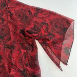 Maggie Barnes Red Black Paisley Glitter Sheer 3/4 Sleeve Button Blouse Size 5X Photo 4