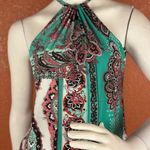 Flirty Pink Women's Paisley Jumpsuit in Teal and Pink Size Small. B32 Green Photo 10