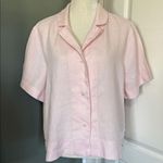 Quince Women’s Linen Short Sleeve Button Front Shirt Blouse Pink XL Photo 0