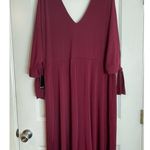 Eloquii  Cocktail Dress Size 20 Maroon Caftan Style Drape Tie Sleeves Formal NWT Photo 3