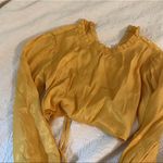 SheIn NEW Sz S Fabulous Tie Front Shimmery Gold Crop Top Blouse Photo 6