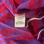 Amanda Uprichard  Pink and Purple Abstract 100% Silk Faux Wrap Top Size Medium Photo 3