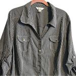 cj banks Gingham Shirt Tab Sleeves Checked 2X Plus Size Checkered Button Up Photo 6