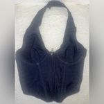 Urban Outfitters  Out From Under Hot Stuff Halter Style Denim Corset in Navy Blue Photo 3