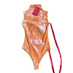 COUCOO SAA Orange High Neck Sleeveless Bodysuit Shiny Shapewear Sexy Size Small Photo 9