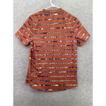 Nike  Women's Athletic Top V Neck Short Sleeve Striped Size Medium Burnt Orange Photo 1