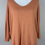 Made in Italy Sweater Top Womens Large Orange 3/4 Sleeve Dolman V Photo 0