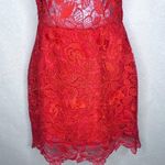 Lovers + Friends  Mon Amor Red Lace Overlay Mini Dress - Size Medium Photo 6