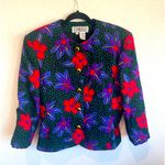 Carlisle Vintage  Quilted Jacket Floral Gold Buttons Silk Wool Lined Size 12 Photo 0