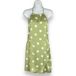 Lulus NWT  Halter Mini Dress The Best Spot Green‎ Polka Dot Satin Medium Backless Photo 4