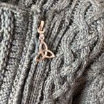 Aran Crafts Irish Cable Knit Side Zip 100% Merino Wool Sweater Size large Green Photo 6