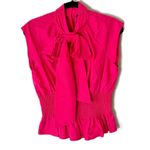 ZARA  Hot Pink Poplin Cotton Bow Sleeveless Blouse Size Medium Photo 1