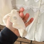 Jordan Petite Vintage White Lace Trim Button Front Blouse Long Sleeve Romantic C Size 8 Photo 5