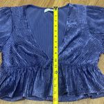 Urban Outfitters Small Purple Velvet Ribbed V-Neck Cropped Blouse Shirt Photo 4