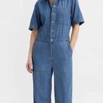 Levi's NWT HERITAGE DENIM JUMPSUIT snap up with drawstring waist size small Photo 0