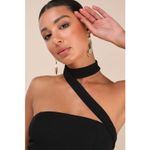 Lulus NWT  Seraphina Black Asymmetrical Column Maxi Dress Dinner Gala Size S Photo 3