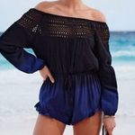 Victoria's Secret Beach Swim Cover Up Crochet Tassel Romper Ombre Blue B… Photo 1