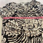 Rebecca Malone  Women’s Black and White Shimmer Stretch 3/4 Sleeve Print Blouse Photo 4