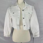 NWT| TRUCE Girl’s Studded Cropped 100% Cotton White Denim Jacket | Women's XS Photo 0