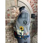Handmade Vest quilted sunflowers birdhouse grannycore kidcore bright Photo 4